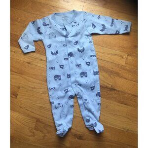 Noomie Snap Footie Masks 3-6 M Blue pima cotton